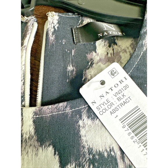 Natori Women's Printed Sleeveless Shift Dress with Pockets Black & White Small - Picture 9 of 9